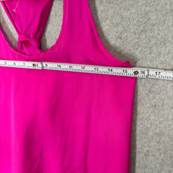 Express Tank Top XS Pink Satin Tie Back Blouse Silky Flowy Vacation Career Twee* - Picture 6 of 9